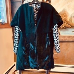 ✨✨Lafayette 148 Wool/Cashmere w Calf Black Zip Vest/Coat ✨S✨